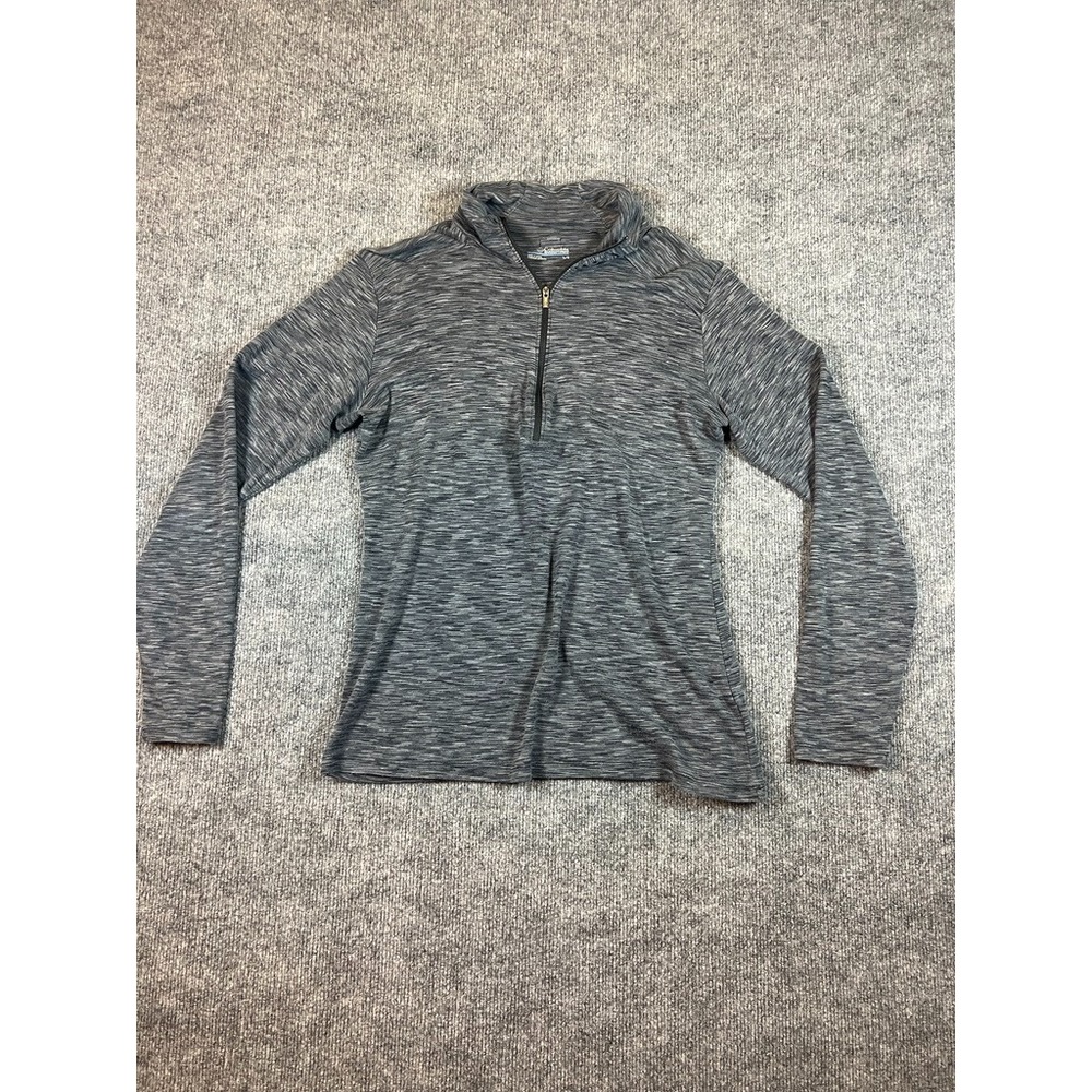 COLUMBIA Women's Gray Heathered Half Zip Light Jacket Size L